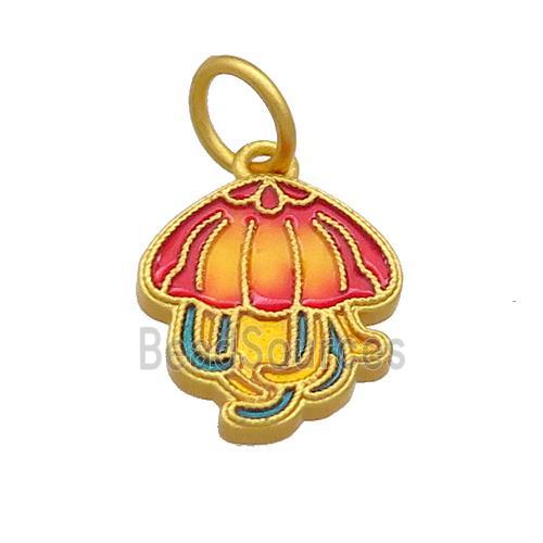 Copper Jellyfish Charms Pendant Multicolor Cloisonne 18K Gold Plated