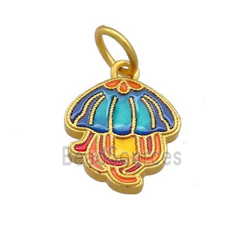 Copper Jellyfish Charms Pendant Multicolor Cloisonne 18K Gold Plated