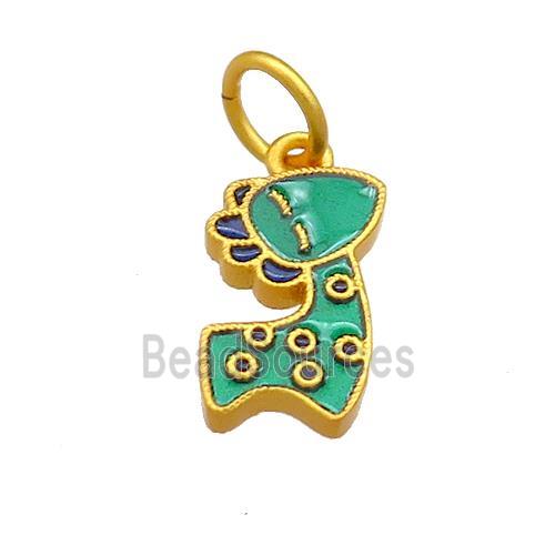 Copper Deer Pendant Red Cloisonne 18K Gold Plated