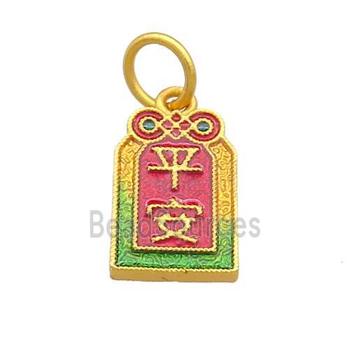 Copper Apple Pendant Multicolor Cloisonne 18K Gold Plated