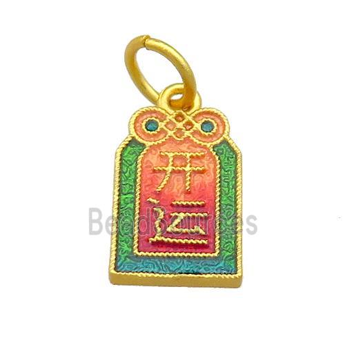 Copper Flower Pendant Multicolor Cloisonne 18K Gold Plated