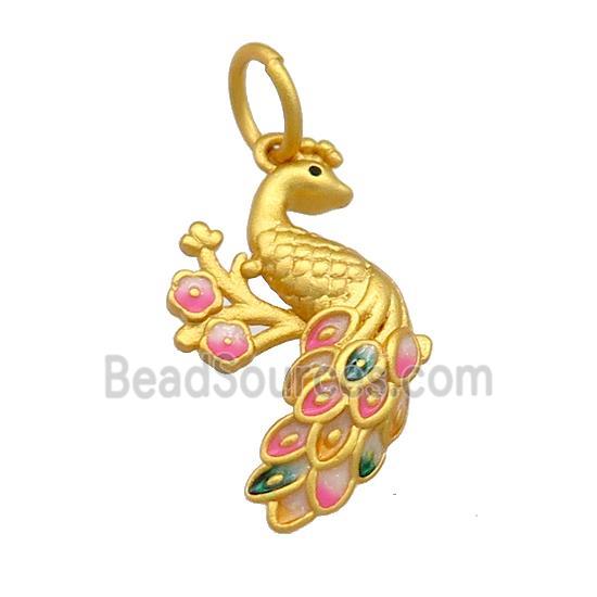 Copper Phoenix Pendant Multicolor Cloisonne Unfade 18K Gold Plated