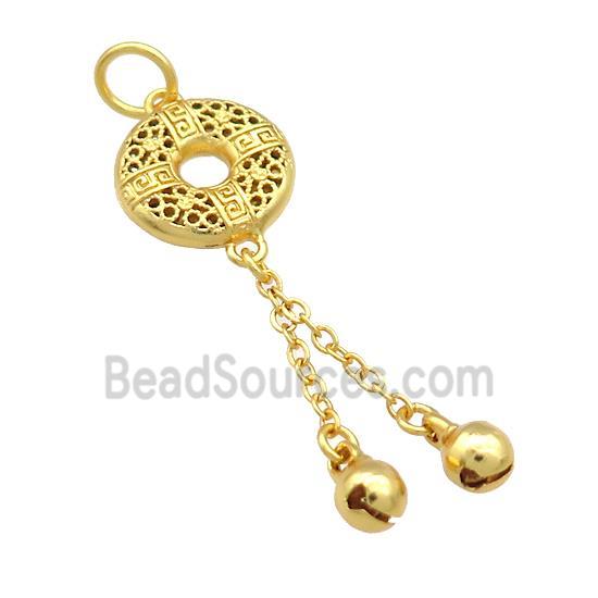 Copper Donut Pendant Bell Unfade 18K Gold Plated