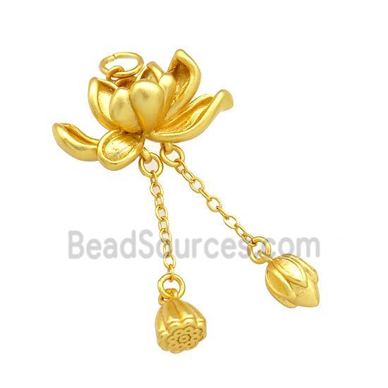 Copper Lotus Flower Pendant Unfade 18K Gold Plated