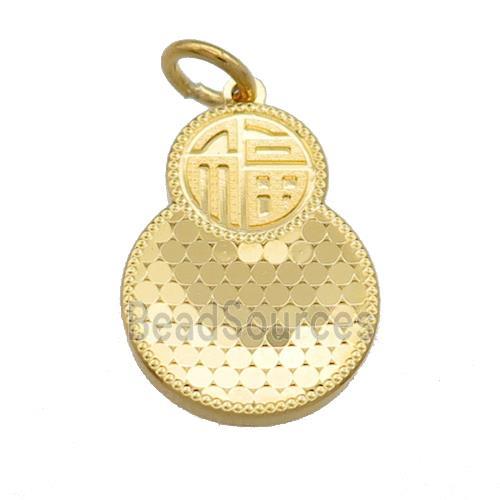 Copper Circle Pendant Double FU Unfade 18K Gold Plated