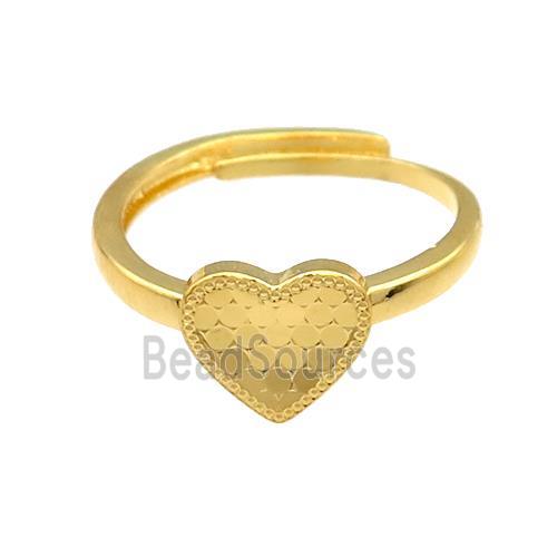 Copper Heart Rings Unfade Adjustable 18K Gold Plated