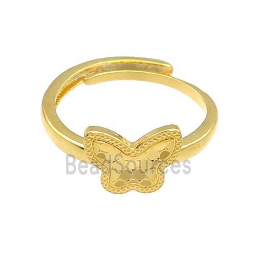 Copper Butterfly Rings Unfade Adjustable 18K Gold Plated