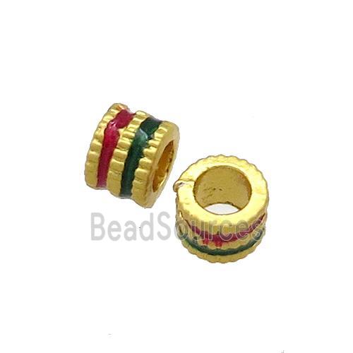 Copper Tube Beads Painted Large Hole Gold Plated