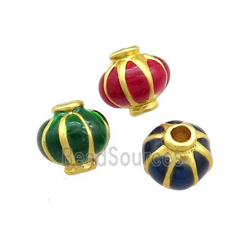 Copper Lantern Beads Enamel Gold Plated Mixed