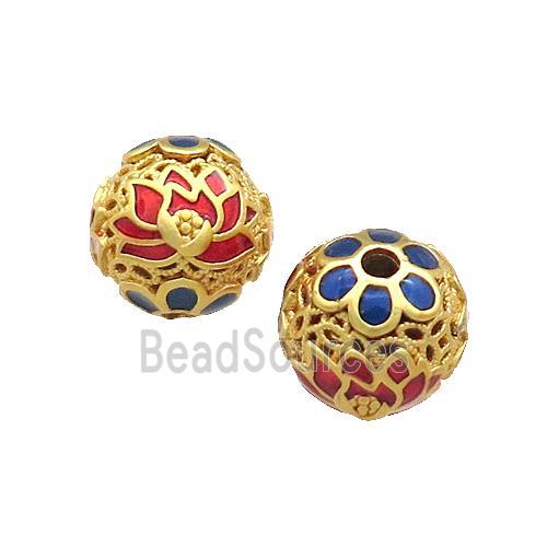 Copper Round Beads Painted Gold Plated