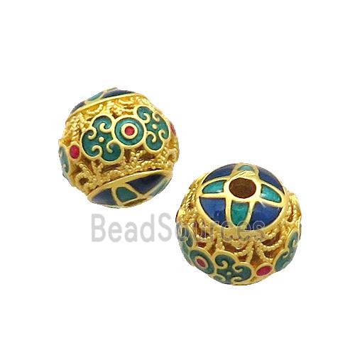 Copper Round Beads Painted Gold Plated