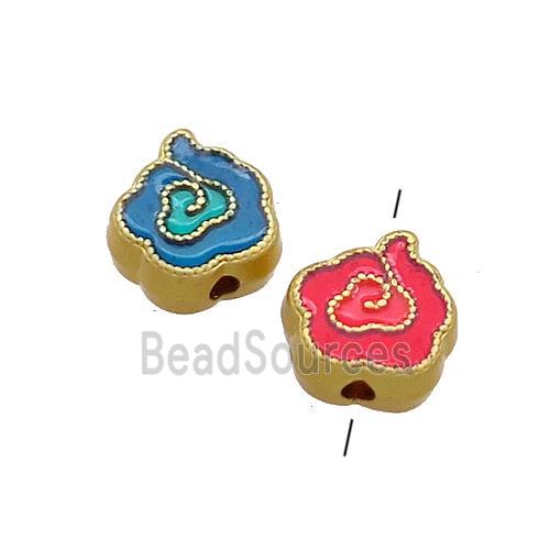 Copper Cloudy Beads Multicolor Painted Gold Plated