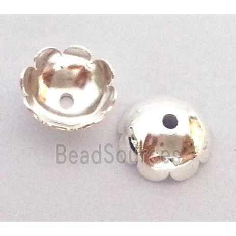 copper caps bead, silver plated