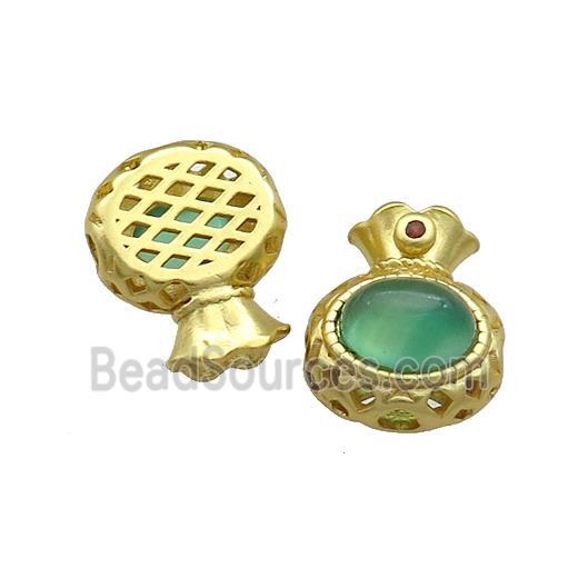 Copper Bags Beads Pave Jade Gold Plated