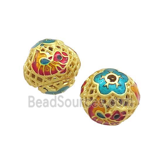 Copper Round Beads Painted Gold Plated