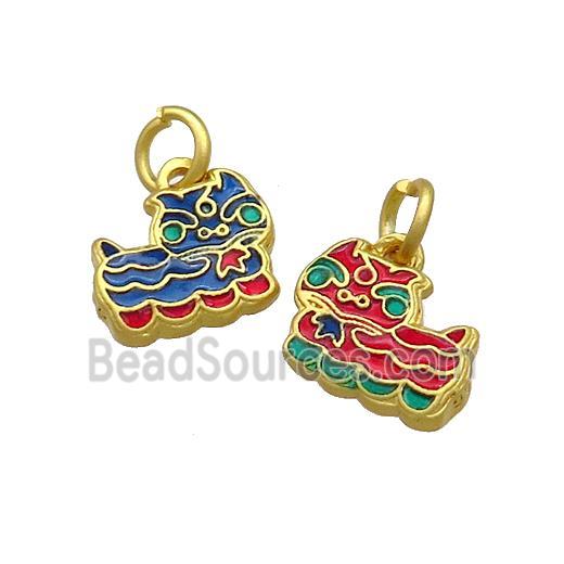 Copper Pixiu Pendant Multicolor Painted Gold Plated