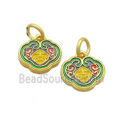 Copper Talisman Pendant Multicolor Painted Gold Plated