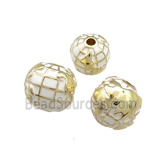 Copper Round Beads Earth White Painted Gold Plated