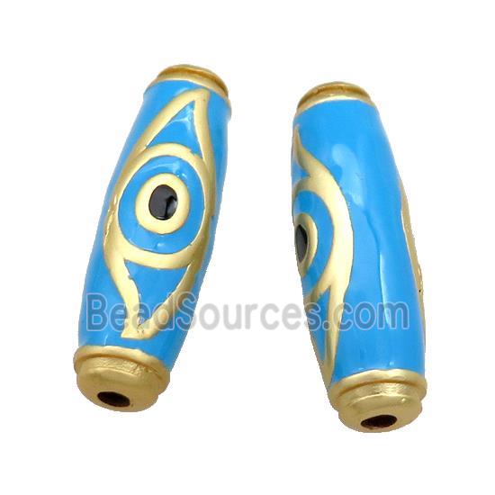 Copper Rice Beads Blue Enamel Evil Eye Large Hole Unfade Gold Plated