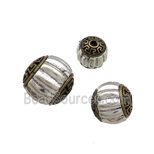 Tibetan Style Copper Round Beads Antique Silver Bronze