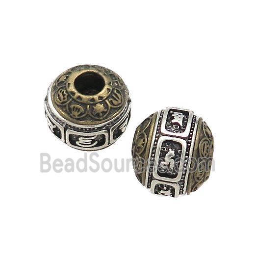 Tibetan Style Copper Round Beads Large Hole Antique Bronze Silver