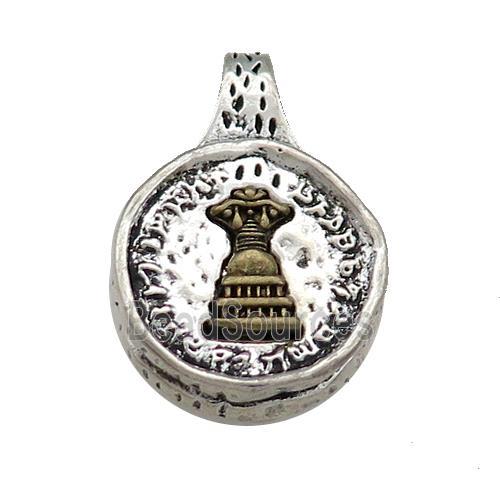 Tibetan Style Copper Circle Pendant Women Antique Silver Bronze