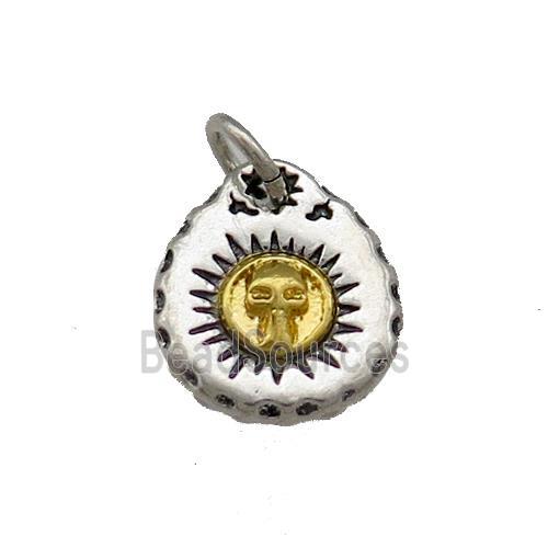 Tibetan Style Copper Sun Skull Pendant Circle Antique Silver Gold