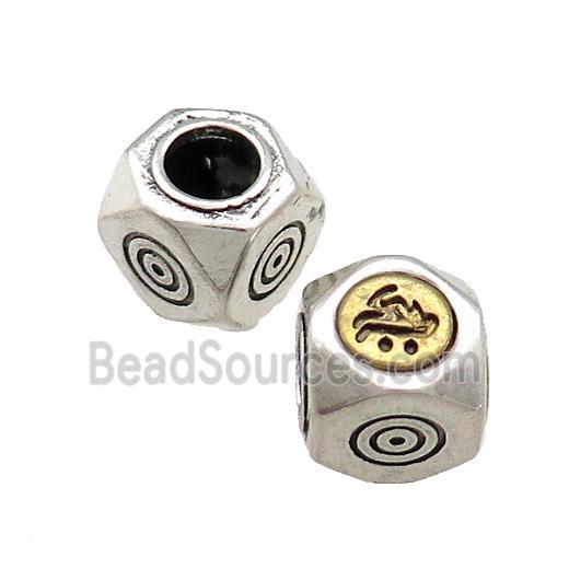 Tibetan Style Chinese Lucky Beads Copper Cube Antique Silver Gold