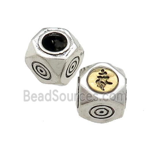 Tibetan Style Chinese Lucky Beads Copper Cube Antique Silver Gold