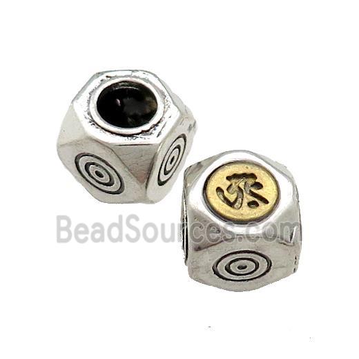 Tibetan Style Chinese Lucky Beads Copper Cube Antique Silver Gold