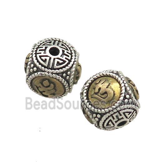 Tibetan Style Copper Round Beads Buddhist OM Meditation Antique Silver Bronze