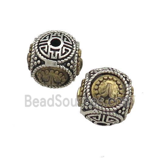 Tibetan Style Copper Round Beads Buddhist Prayer Antique Silver Bronze