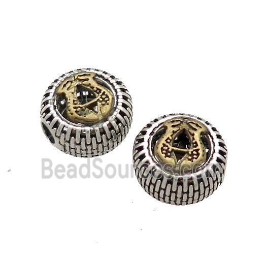 Tibetan Style Chinese Auspicious Eight Treasures Beads Coin Large Hole Antique Silver Bronze