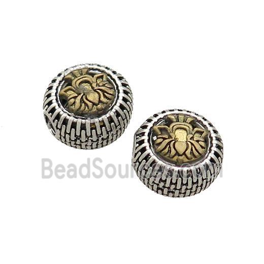 Tibetan Style Chinese Auspicious Eight Treasures Beads Coin Large Hole Antique Silver Bronze