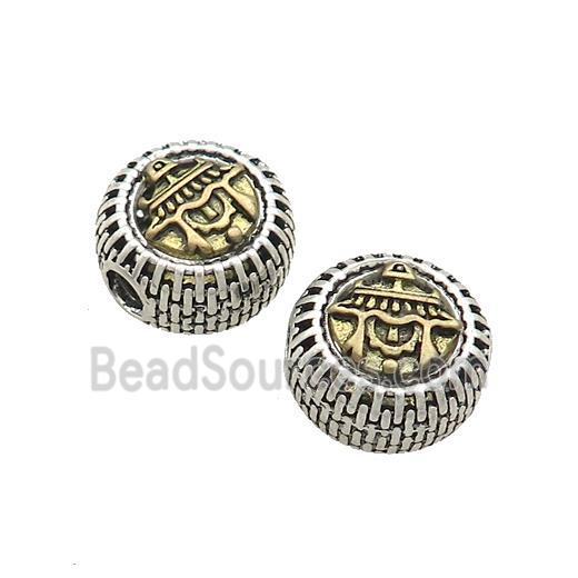 Tibetan Style Chinese Auspicious Eight Treasures Beads Coin Large Hole Antique Silver Bronze