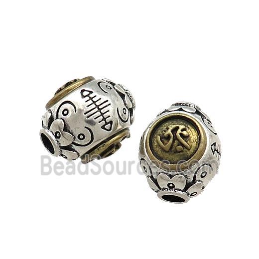 Tibetan Style Copper Round Beads Buddhist OM Meditation Antique Silver Bronze