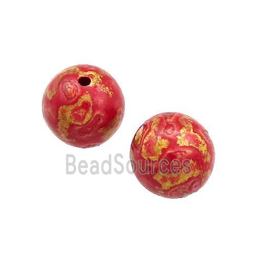 Wood Beads Red Painted Smooth Round