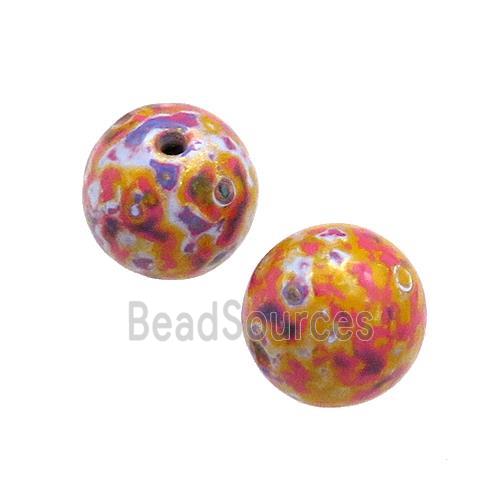 Wood Beads Multicolor Painted Smooth Round