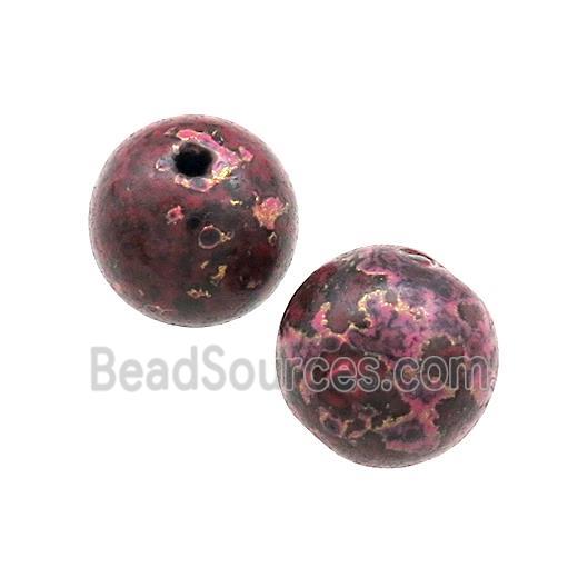 Wood Beads DarkRed Painted Smooth Round