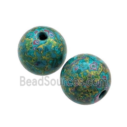 Wood Beads Teal Painted Smooth Round