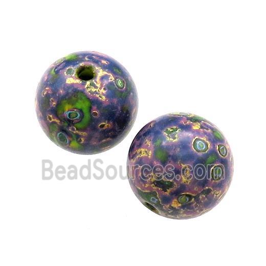 Wood Beads Purple Painted Smooth Round