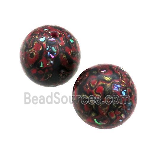 Wood Beads Black Red Painted Smooth Round