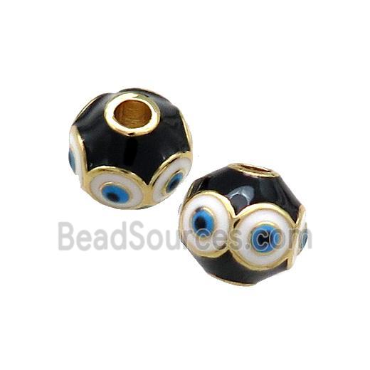 Copper Round Beads Black Enamel Evil Eye 18K Gold Plated