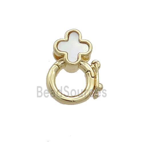 Copper Bail Pave Shell Cross 18K Gold