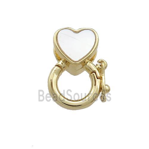 Copper Bail Pave Shell Heart 18K Gold