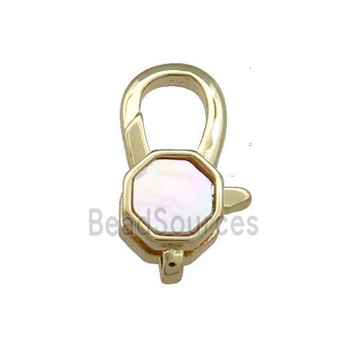 Copper Lobster Clasp Pave Shell 18K Gold Plated