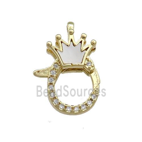 Copper Lobster Clasp Pave Shell Zircon Crown 18K Gold Plated