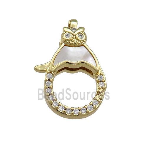 Copper Lobster Clasp Pave Shell Zircon 18K Gold Plated