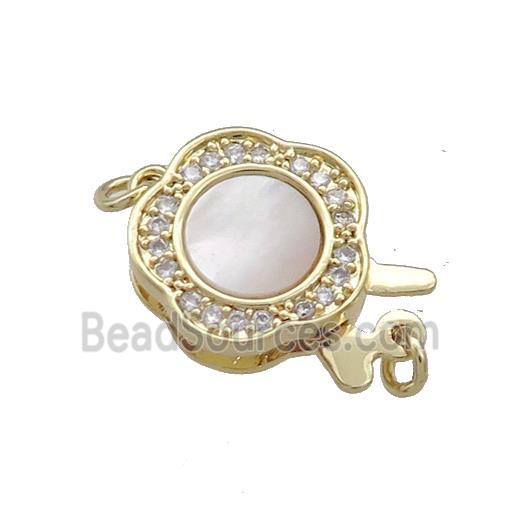 Copper Slider Clasp Pave Shell Zircon 18K Gold Plated