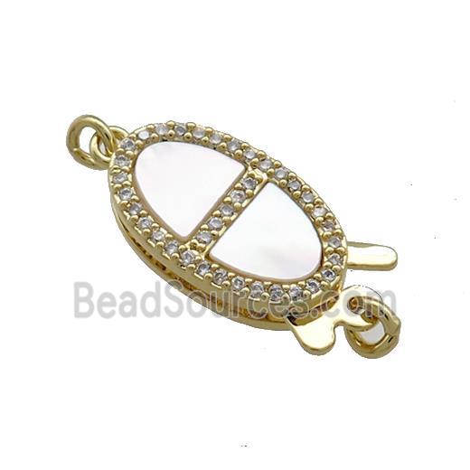 Copper Slide Clasp Pave Shell Zircon 18K Gold Plated